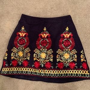 SHEIN zip up embroidered skirt size small
